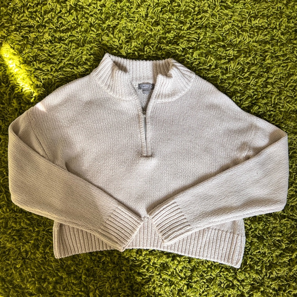 Francesca's Women's Cropped Knit Quarter-Zip Cardigan - Picture 1 of 7